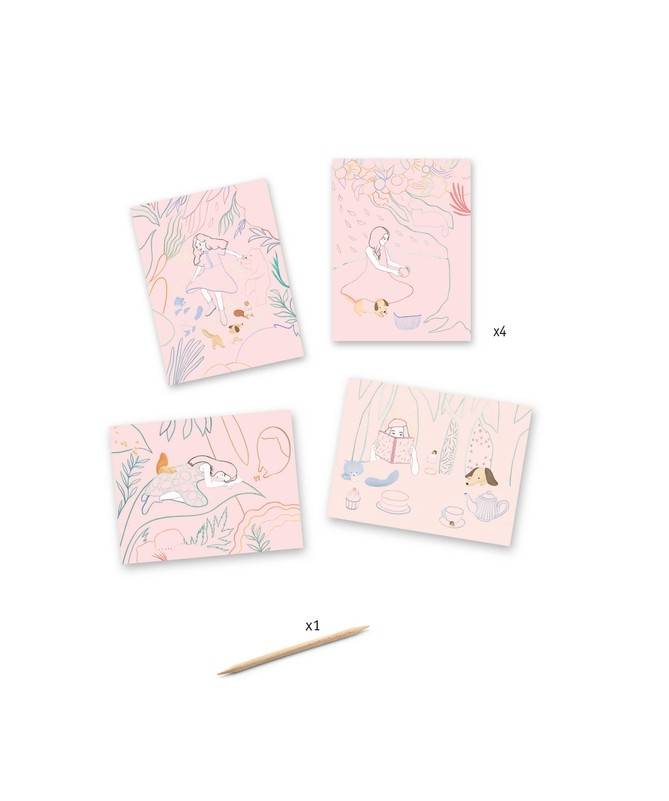 Cartes à gratter pastel - Le pique-nique Cartes à gratter pastel - Le pique-nique
