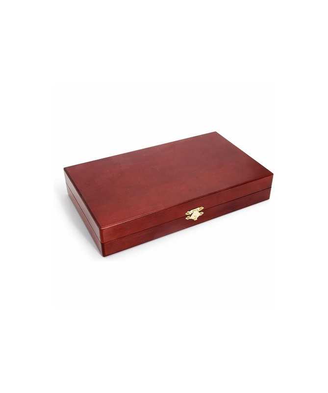 Coffret backgammon en bois acajou - 28 x 15 cm