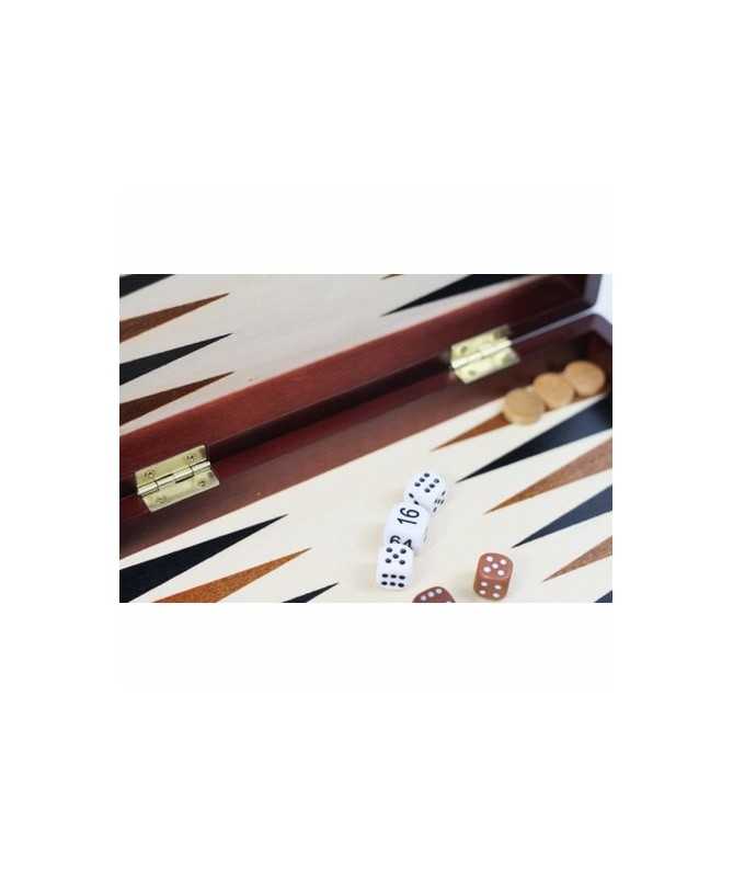 Coffret backgammon en bois acajou - 28 x 15 cm