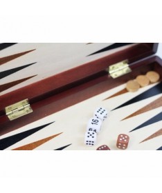 Coffret backgammon en bois acajou - 28 x 15 cm