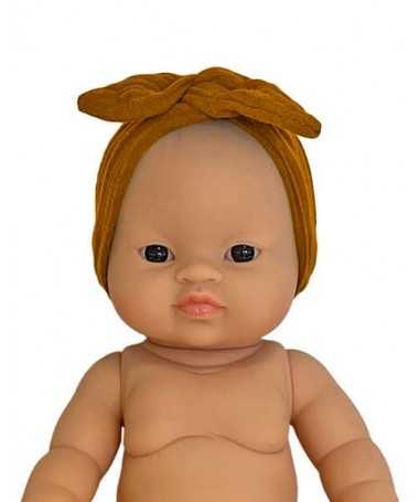 Headband en coton double gaze Camel
