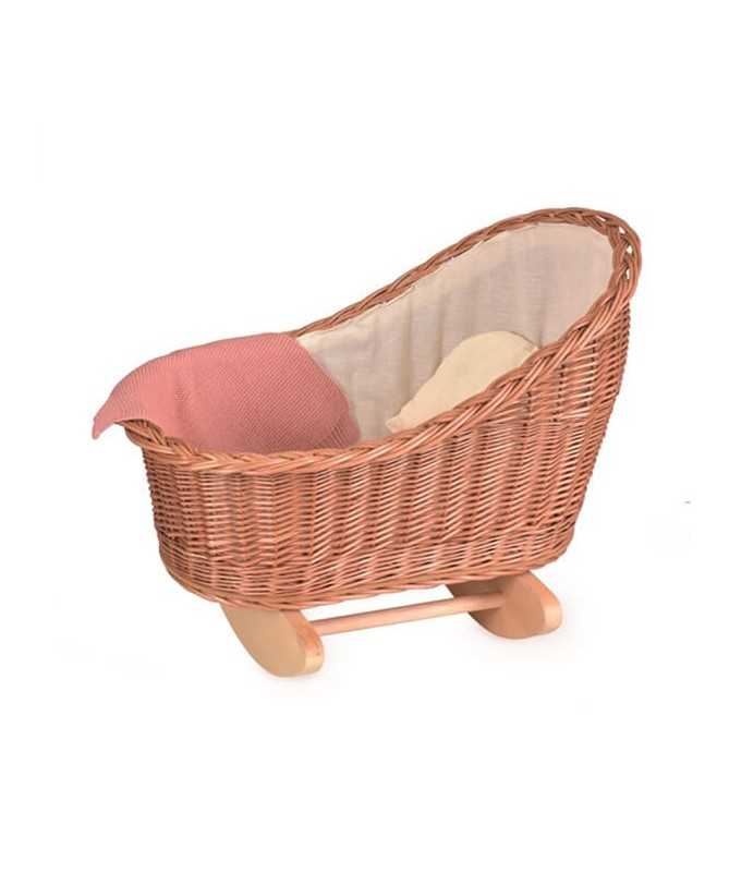 Berceau en osier avec couverture en tricot Berceau en osier avec couverture en tricot